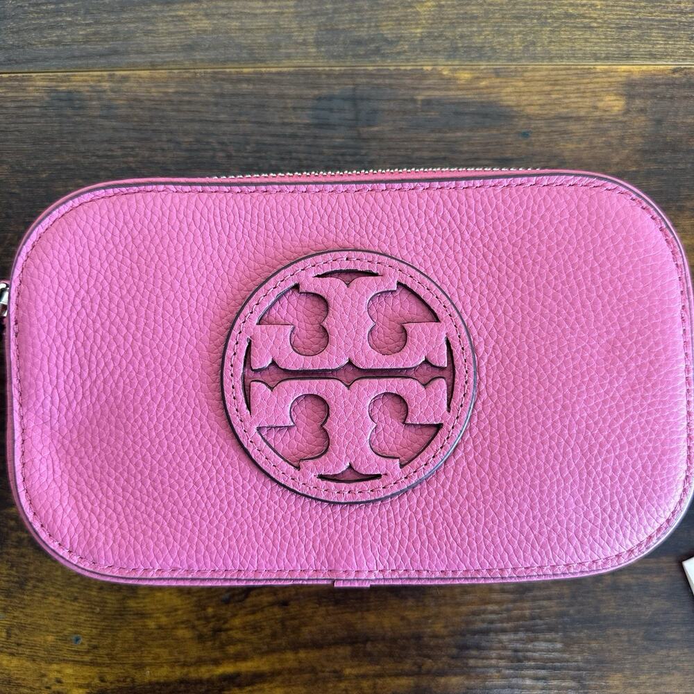 Tory Burch Pink Love Pebble Leather Mini Miller Crossbody Bag Clutch 145667 NWT - Picture 4 of 16